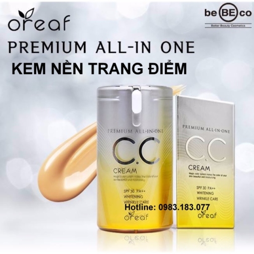 Kem nền trang điểm BEBECO Oreaf Premium All-In-One CC Cream