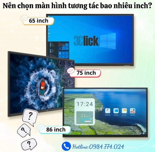 Nên chọn màn hình tương tác bao nhiêu inch?