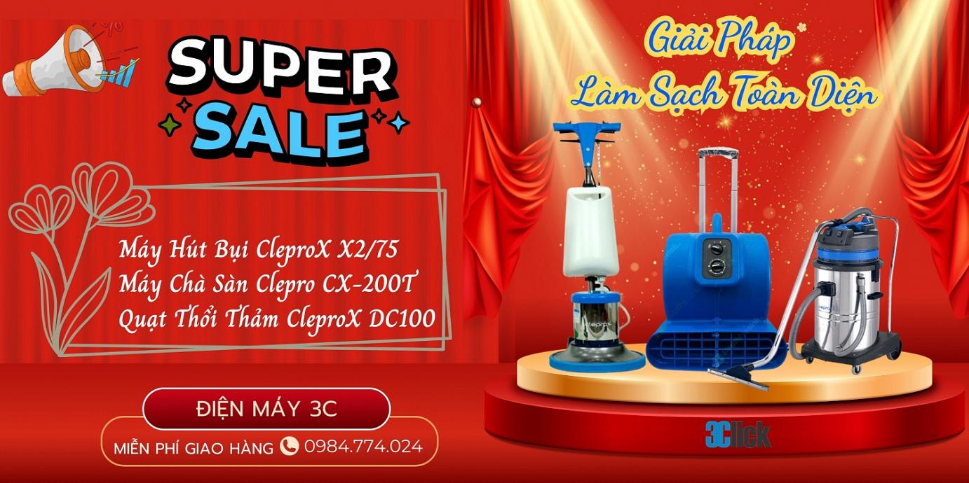 Combo máy hút bụi chà sàn sấy thảm Clepro