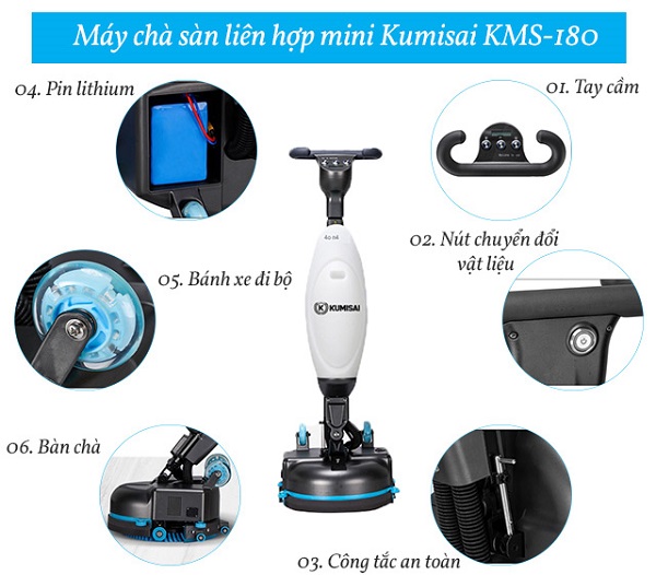 Máy chà sàn liên hợp mini Kumisai KMS-180