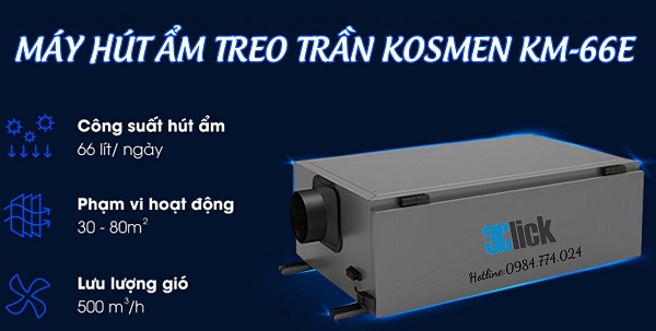 Máy hút ẩm treo trần Kosmen KM-66E