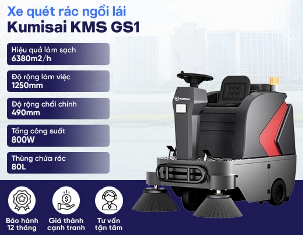 Máy quét rác ngồi lái Kumisai KMS-GS1