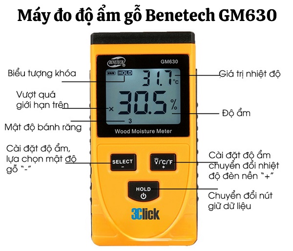 Máy đo độ ẩm gỗ Benetech GM630