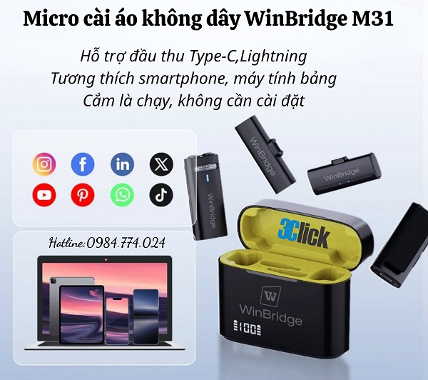 Micro cài áo không dây WinBridge M31