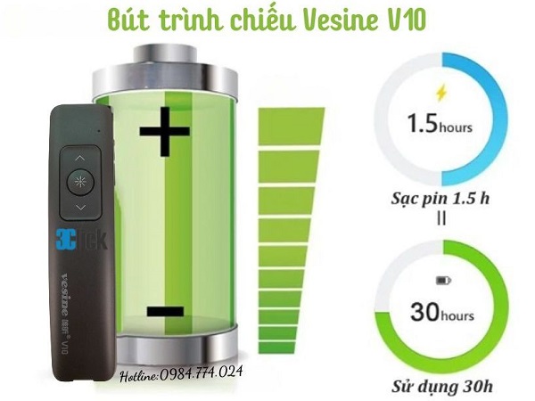 Bút trình chiếu Vesine V10 - Tia laser xanh