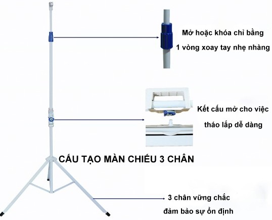 Màn chiếu 3 chân 50 inch (1m25x1m25)