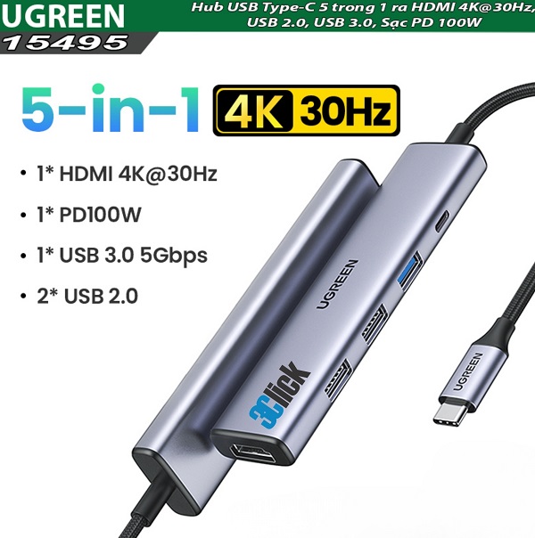 Hub chuyển đổi Type-C Ugreen 15495