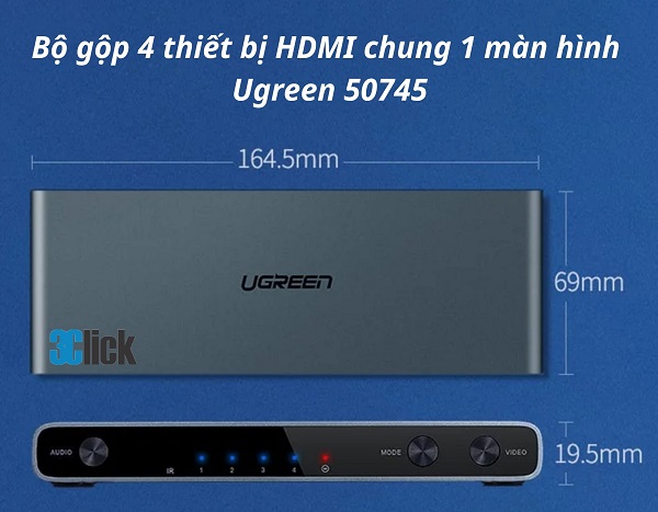 Bộ gộp HDMI 4 vào 1 ra Ugreen 50745