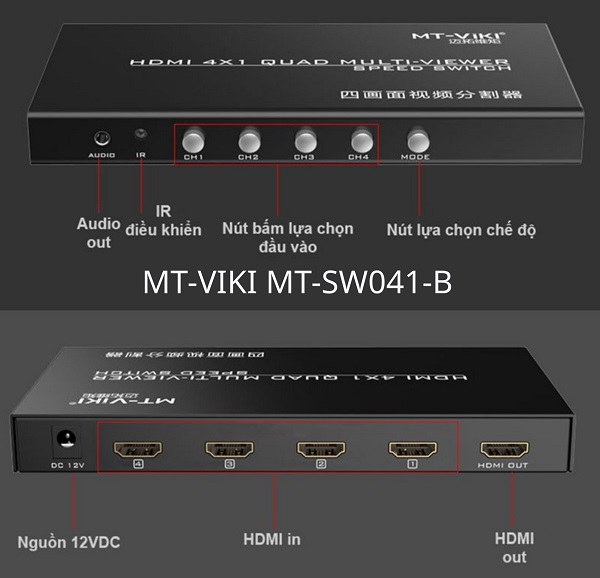 Bộ gộp tín hiệu HDMI MT-VIKI MT-SW041-B