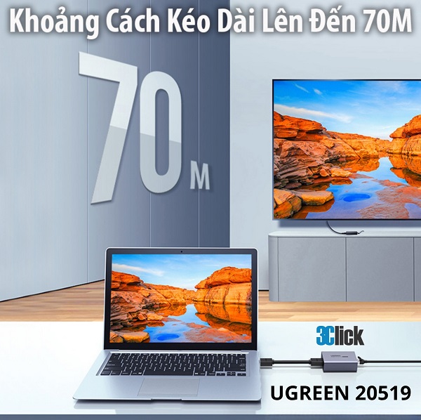 Bộ kéo dài HDMI qua cáp mạng Ugreen 20519