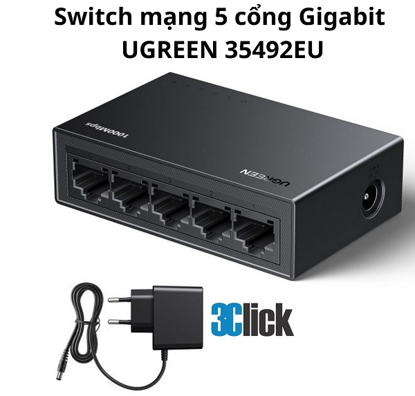 Bộ chuyển mạch mạng Gigabit 5 cổng Ugreen 35492EU